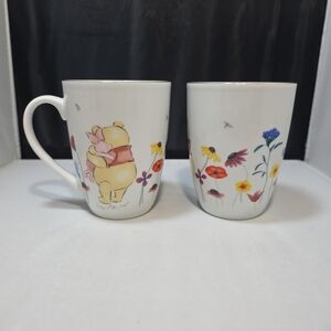 Disney Winnie the Pooh & Piglet Ceramic Coffee Mugs Gold Rim Set Of 2